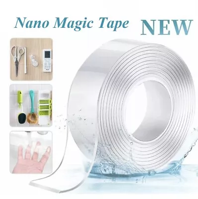 Reusable Nano Adhesive Alien Tape Double-Sided Washable Gel Tape 3m 3cm 2mm • £7.99