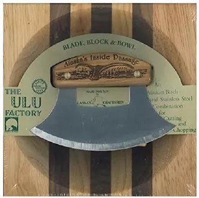 Alaska Ulu Stripe Wood Chopping Bowl-board Inside Passage Design Birch Handle • $67.99