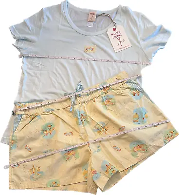 Munki Munki Road Trip Bamboo Cotton Shirt & Poplin Shorts Pajama Set Size Large • $32