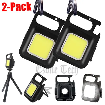 2Pack Mini COB Pocket Flashlights Keychain Magnetic Work Lights Rechargeable US • $10.96