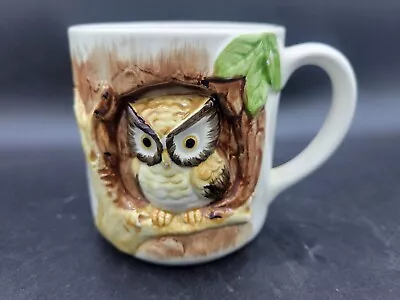 Vintage Otagiri Hand Painted 3D Owl On Branch Ceramic Coffee Cup Teacup Mug • $6.40