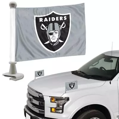 NFL Oakland Raiders Ambassador Hood / Trunk Car Flag- Set Of Two  • $14.99