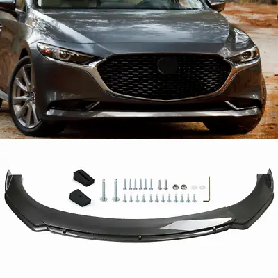 $60.66 • Buy For Mazda 3 Carbon Fiber Front Bumper Lip Splitter Spoiler Kit