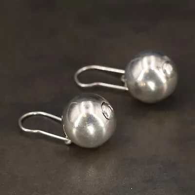 VTG Sterling Silver - MODERN Ball Sphere Dangle Earrings - 5.5g • $3.25