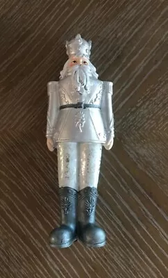 Resin Statue King Nutcracker Traditional Holiday NUTCRACKER Silver 8.6”x3”x1.7” • $18.99