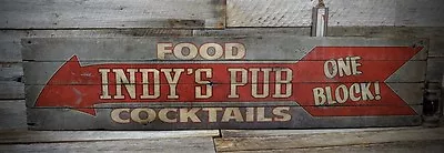 Custom Food & Cocktails Pub Sign - Rustic Hand Made Vintage Wood Sign • $149