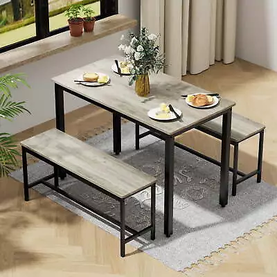 43.3  Dining Table Set For 4 Small Kitchen Table Set With 2 BenchesGray • $116.39