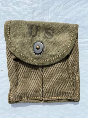 $15 • Buy US Army USMC Marine WW2 M-1 CARBINE OLIVE BUTT STOCK AMMO POUCH EXC '43 Vtg RARE