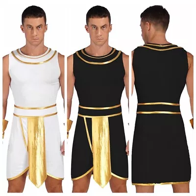 UK Men's Egyptian Costume Ancient Egypt King Cosplay Adult Pharaoh Fancy Dress • £30.89