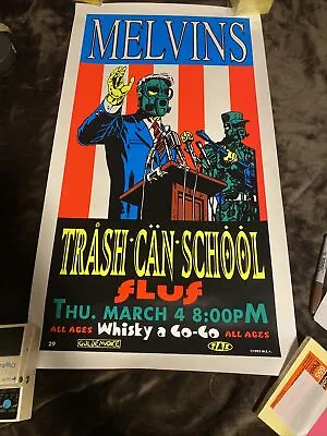 TAZ 1993 L Melvins Concert Poster Trash Can School Whisky A Go-Go Silkscreen 16” • $100