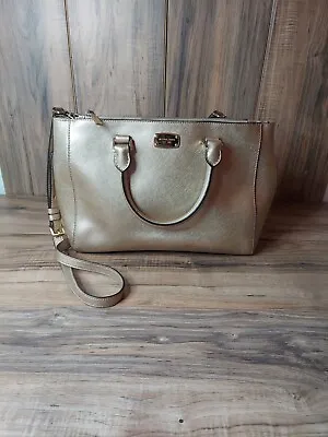 Michael Kors Kellen Gold Metallic Saffiano Leather Tote Satchel Shoulder Bag • $50