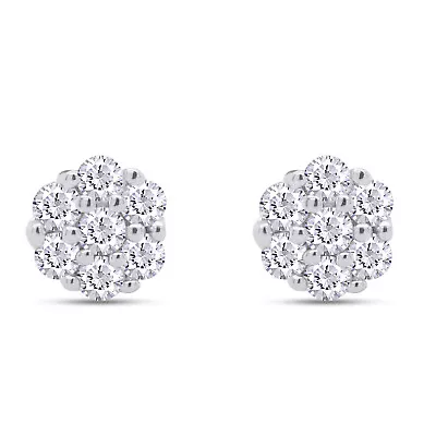 Moissanite VVS Flower Cluster Earrings 925 Silver Stud Earrings 0.50 - 2 CTW • $29.64