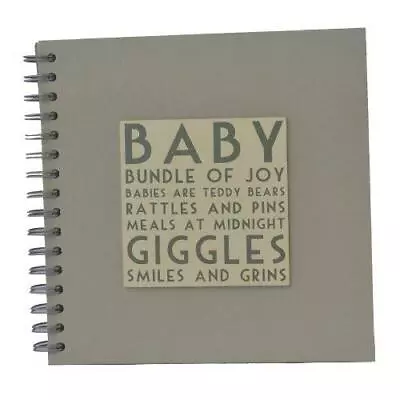 East Of India Baby Guest Book Album Christening Gift Cream Plaque Grey • £14.99
