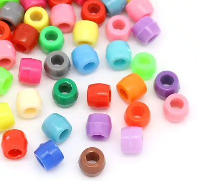 200 Pony Barrel Beads Opaque Acrylic Mixed Pack 8mm X 6mm Childrens J20818V • £3.09