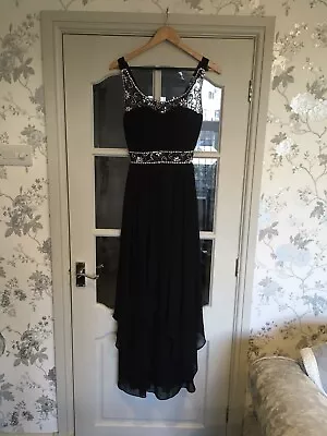 £25 • Buy BNWT Ladies Black Diamante Gem Floor Length Prom Cruise Evening Dress Size 8