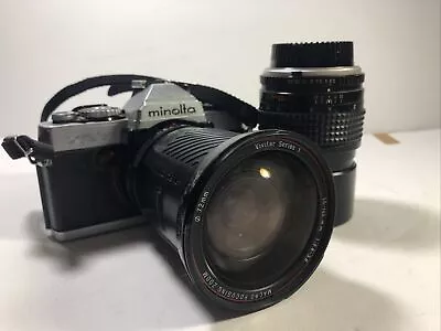 Minolta XG7 35mm Camera Vivitar Series 1 Macro 28-105mm Lens & Tele Rokkor 135mm • $19.99