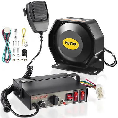 VEVOR 200W 9 Sound Loud Car Warning Alarm Fire Siren Horn PA Speaker MIC System • £34.31