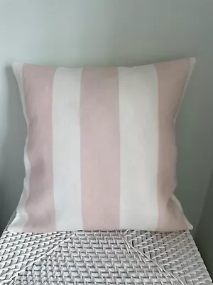 Cabbages And Roses  Cushion Cover  Rose Pink  Stripe Linen Fabric Plain Back • £30