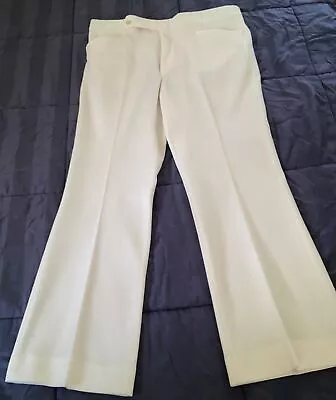 Vintage Mens  White Polyester Slacks 1970s Flare • $20