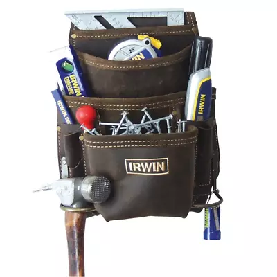 Irwin 10 Pocket Leather Nail And Tool Bag • $174.95