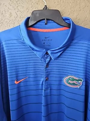 Nike DRI-FIT University Of Florida Gators Polo Shirt Mens 4XL Blue W Orange Logo • $29.99