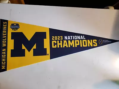 2023-2024 National Champions Michigan Wolverines 12x30 Premium Pennant • $14.95