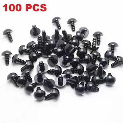 100PCS 8mm Black Plastic Safety Eyes - Essential Craft Supplies DIY • £3.50