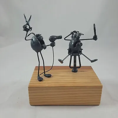 Vtg Metal Flea Figures Hair Stylist/Salon Quayle Metal Sculptures 1984 USA Made • $64.99