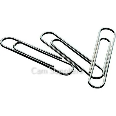 Qty 100 1000 Quality Plain Paper Clips 22mm 30mm 50mm 75mm Steel Metal  • £55