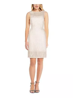 ADRIANNA PAPELL Womens Ivory Soutache Sleeveless Above The Knee Sheath Dress 0 • $16.99
