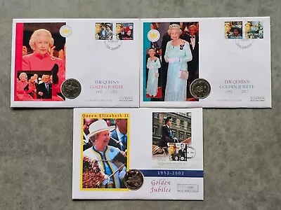 2002 HM Queen Elizabeth II Golden Jubilee Commemorative Coin Covers • £6