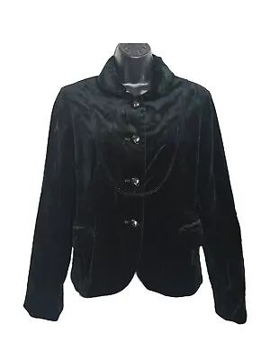 Euc J Crew Bella Black Cotton Velvet Button Up Equestrian Jacket Blazer Size 8 • $20.99