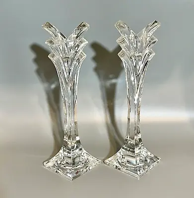 2 MIKASA Lead Crystal CANDLE STICKS Holders Art Deco Tulip Style GERMANY 8  • $19.95