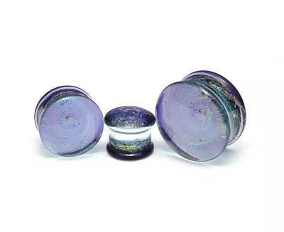 Galaxy Swirl Glass Double Flare Plugs (PG-592) Gauges PICK YOUR SIZE • $18.29