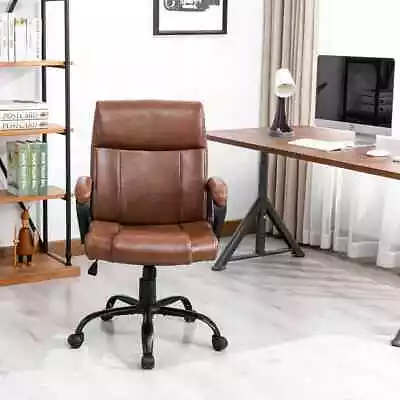 Mid Back Computer Desk Chair Executive Office Chair Rolling Leather Office Chair • $77.39