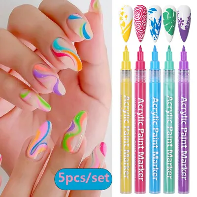 3/5Pcs Nails Graffiti Pen UV Gel Nail Polish DIY Pen Drawing Painting Manicure • $4.33