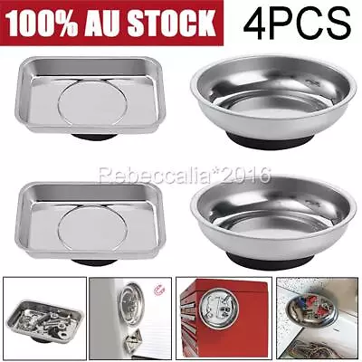 $23 • Buy 4X MINI Magnetic Tool Tray Parts Holder Garage Organizer Bowl Stainless Steel