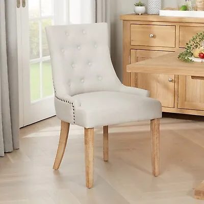 Luxury Natural Fabric Scoop Back Dining Chair – Limed Oak Legs Upholstered D-102 • £119