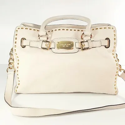 Michael Kors Rock & Roll Hamilton Pebbled Leather Crossbody Large Satchel Cream  • $112.50