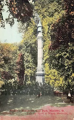 Marietta OH Ohio City Park Civil War Monument Military Army Soldier Postcard Z5 • $8.35