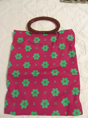 Lady’s Pride Vintage Retro Folding Purse/Tote Dark Red/Green Floral Design • $29.95