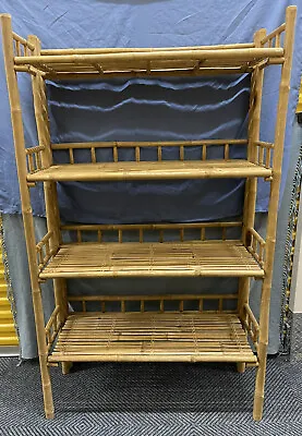 Vintage Bamboo Folding Shelf 4 Tier Very Good Condition / 65” X 38” 14” Pick Up • $250