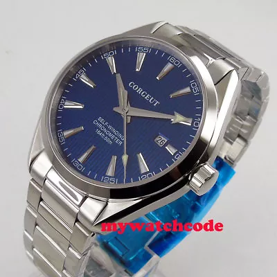 Luxury 41mm Corgeut Blue Dial Date Luminous MIYOTA 8215 Automatic Mens Watch • $78.40