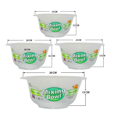 Deep Mixing Bowl Plasitc Cooking Baking Salad Serving Bowl Flat Base • £11.99