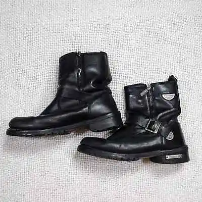 Milwaukee Afterburner Black Leather Rounded Toe Motorcycle Boots Men's Size 12 • $60