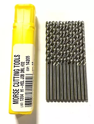 $11.15 • Buy Morse No.32 Drill Bit HSS Jobber Drills Hi-Helix 118° General Purpose USA 12pk