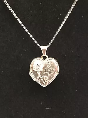 Heart Shaped  I Love You  Sterling Locket On 18-inch Chain • $8.95