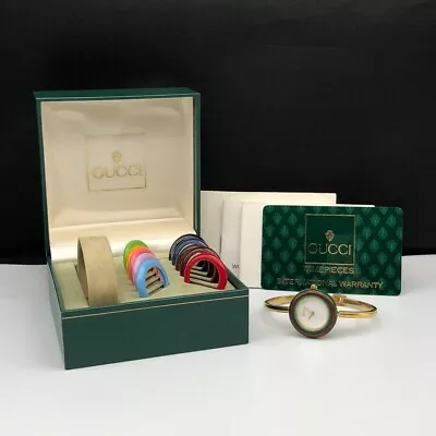 Near Mint Vintage Gucci Change Bezel 12 Colors Gold/White Dial Watch W/Paper • $203.50