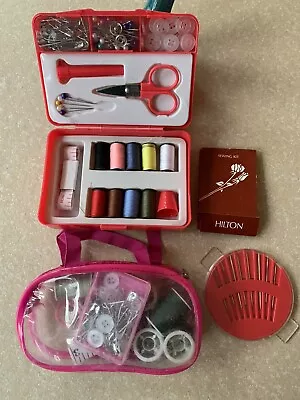 3 Vintage Sewing Kits Thread Scissors Buttons Measuring Tape Needles Thimbles • $20