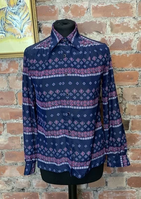 Retro Vintage 70s Patterned Mitsukoshi Shirt Blouse • £5.19